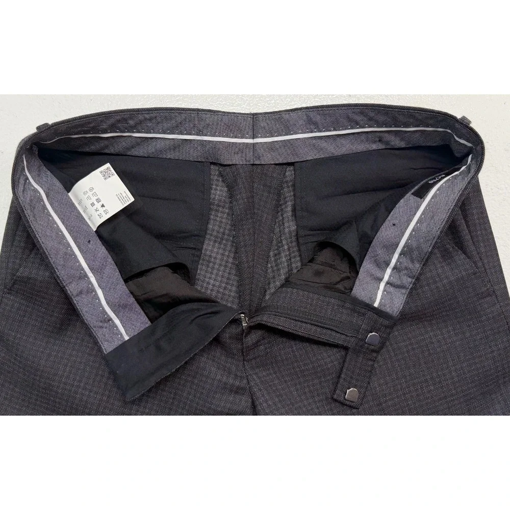 Hugo Boss 34x30 Leenon1 Charcoal Black Micro Check Dress Suit Pants Trousers - Picture 7 of 9
